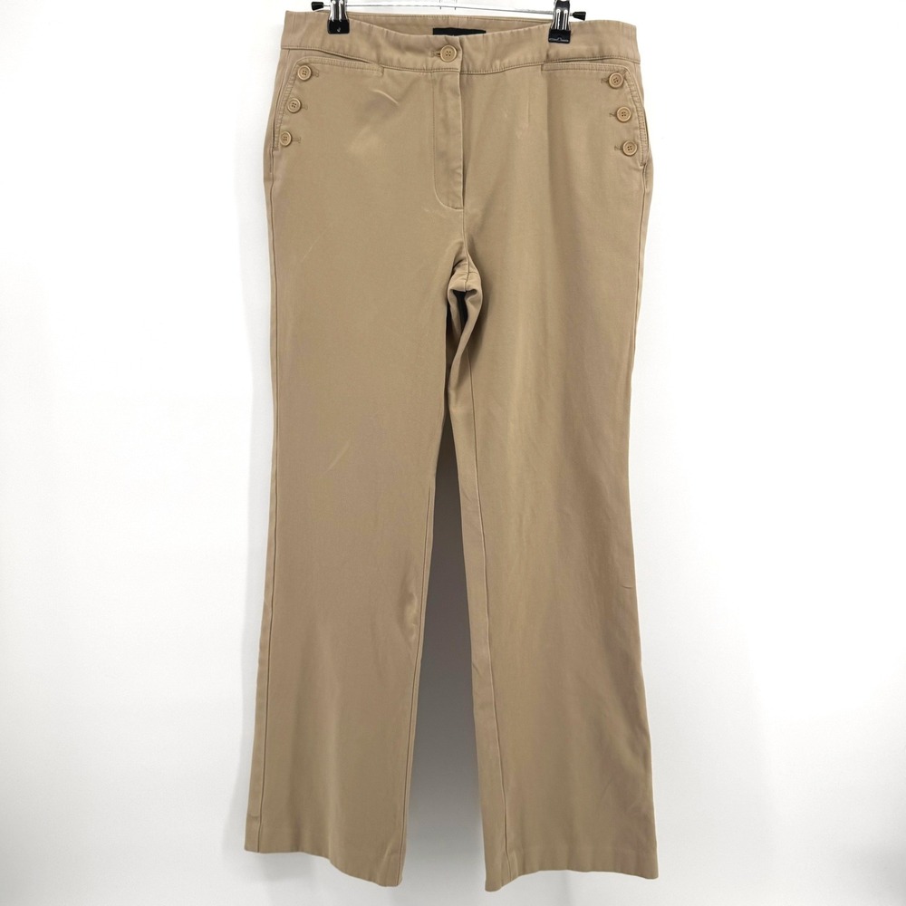 Talbots Sailor Pants Women 6 Khaki Tan Straight Leg Nautical Chino Business Work